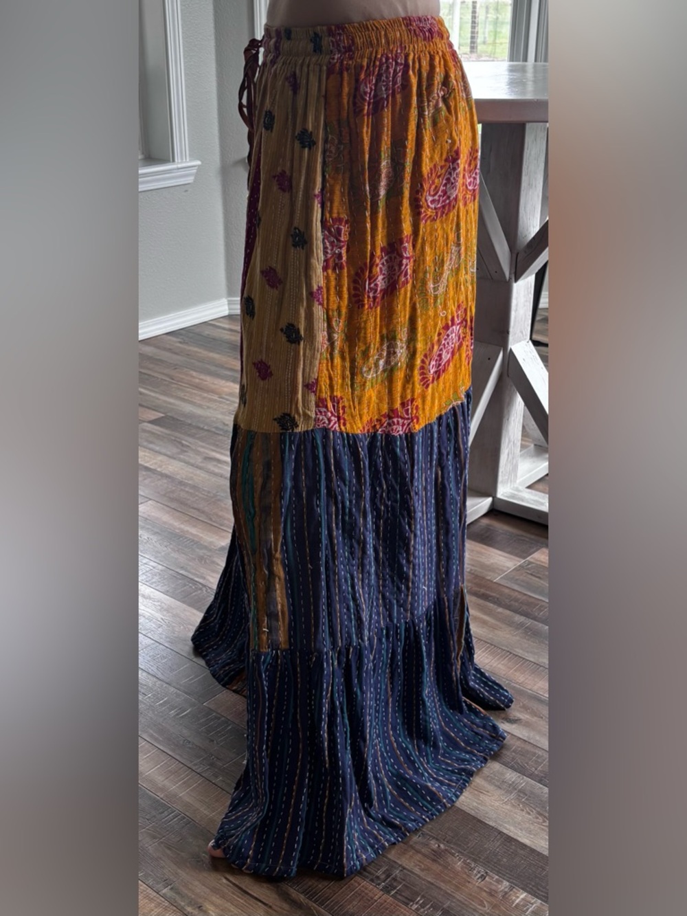 Kantha Patchwork Boho Pants - Multicolor-Fits Size M/L - Picture 7 of 7
